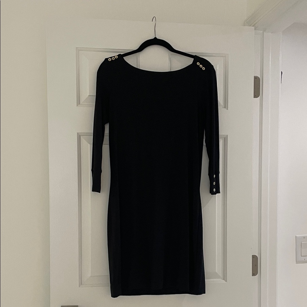 Lilly Pulitzer Black Long Sleeve Dress with Gold Button Details